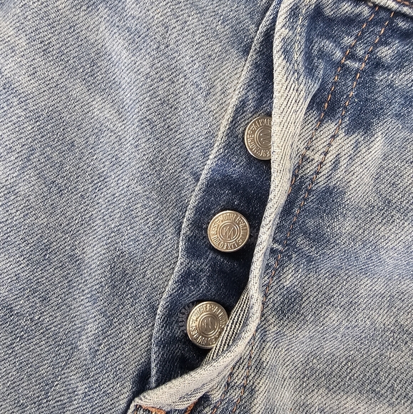 MOTHER High Waisted Hiker Hover High Rise Distressed Straight Leg Blue Jeans 25 - Picture 7 of 11